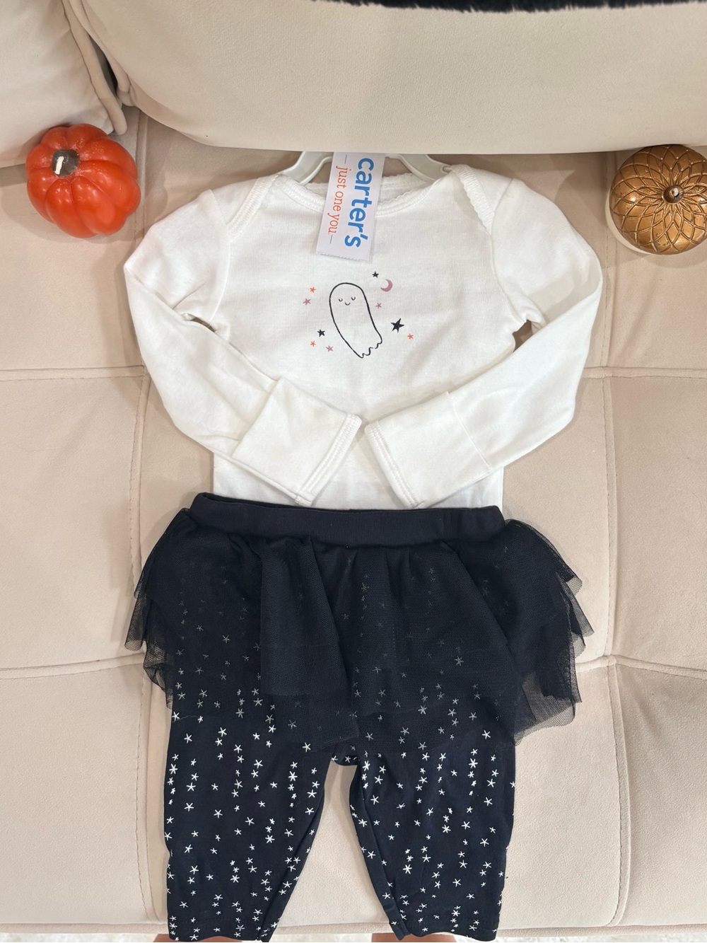 Carter's NWT White Ghost Top with Black Star Tulle Leggings - Picture 9 of 11